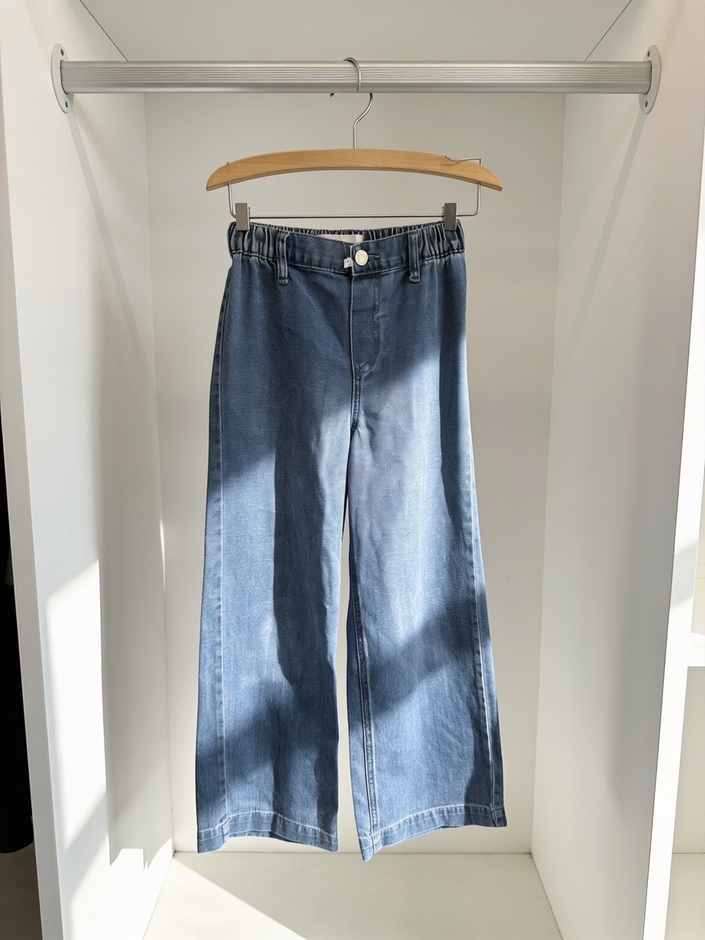 Zara Mid-Blue Wide Leg Jeans with Elastic Waist